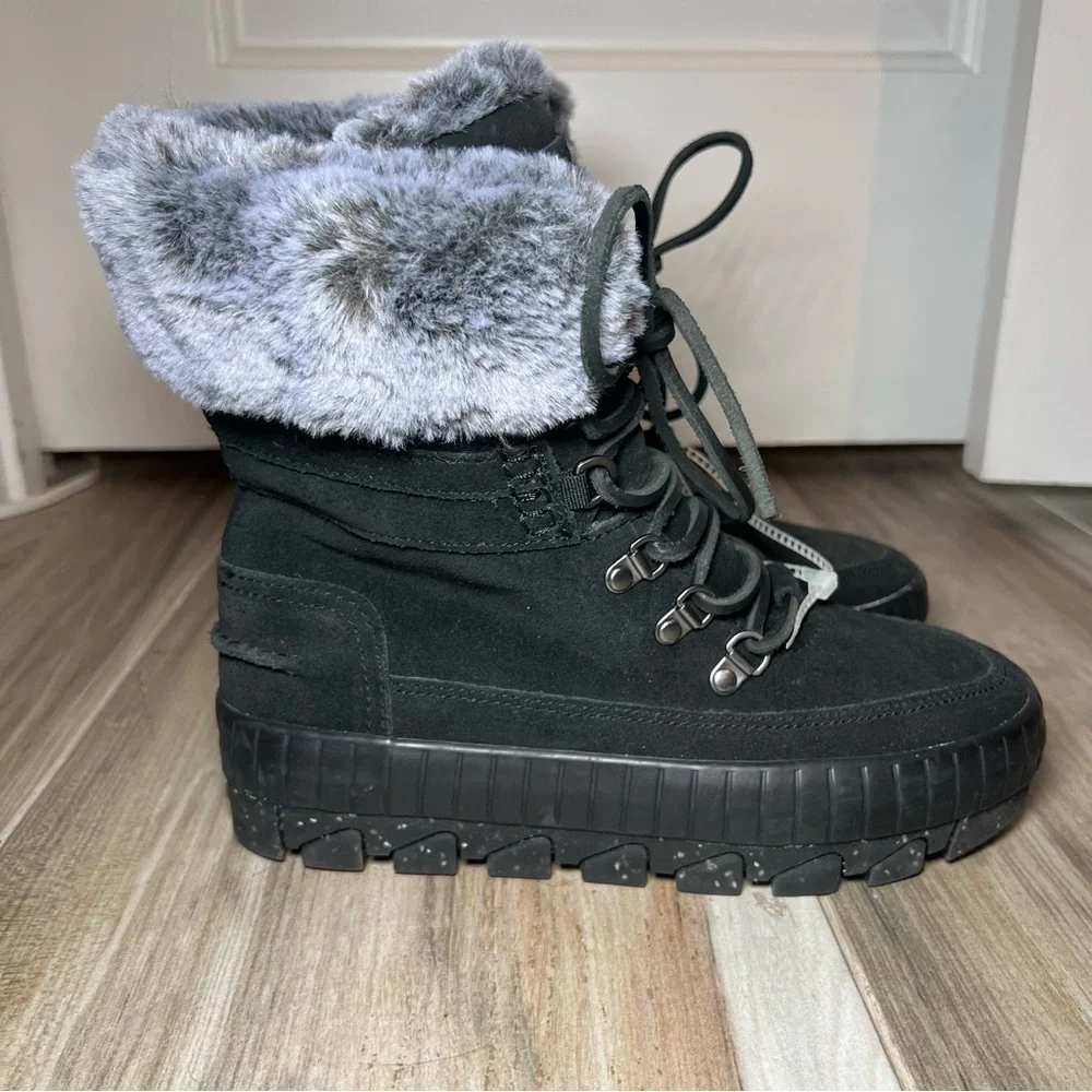 Sperry Torrent Winter Lace Up Waterproof Faux Fur Suede Boots Women 6 New